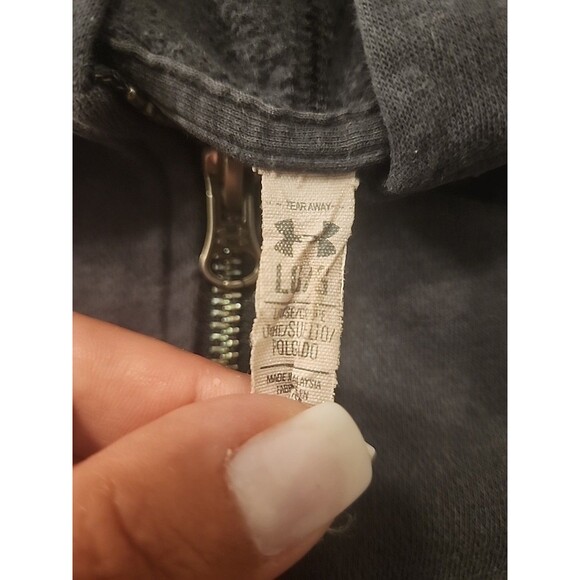 Under Armour Size LARGE Women’s 1/2 Zip Long Sleeve Hoodie Black W/Pouch Pocket - Picture 3 of 6